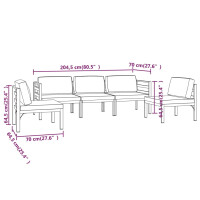5-tlg. Garten-Lounge-Set mit Kissen Aluminium Anthrazit 7