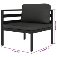 7-tlg. Garten-Lounge-Set mit Kissen Aluminium Anthrazit 7