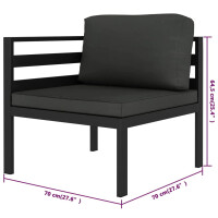 8-tlg. Garten-Lounge-Set mit Kissen Aluminium Anthrazit 7
