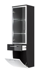 Badezimmer Hochschrank 135cm Salona mit Glastür | anthrazit-weiß