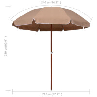 Sonnenschirm mit Stahl-Mast 240 cm Taupe 5