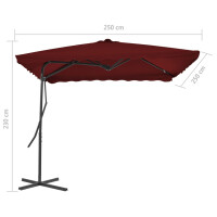 Sonnenschirm mit Stahl-Mast 250x250x230cm Bordeauxrot 6