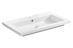 Badezimmer Waschplatz CAPRI 80cm | Einbau-Becken | schwarz-goldeiche