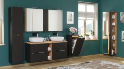 Badezimmer Waschplatz CAPRI 80cm | Einbau-Becken | schwarz-goldeiche