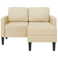 2-Sitzer-Sofa mit Chaiselongue L-Form 125cm Stoff | creme 4