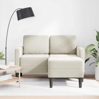 2-Sitzer-Sofa mit Chaiselongue L-Form 125cm Samt | creme 3