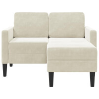 2-Sitzer-Sofa mit Chaiselongue L-Form 125cm Samt | creme 4