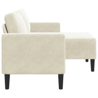 2-Sitzer-Sofa mit Chaiselongue L-Form 125cm Samt | creme 5