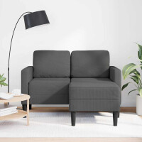 2-Sitzer-Sofa mit Chaiselongue L-Form 125cm Leinen | dunkelg