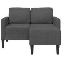 2-Sitzer-Sofa mit Chaiselongue L-Form 125cm Leinen | dunkelg