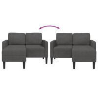 2-Sitzer-Sofa mit Chaiselongue L-Form 125cm Leinen | dunkelg