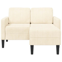 2-Sitzer-Sofa mit Chaiselongue L-Form 125cm Leinen | creme 4