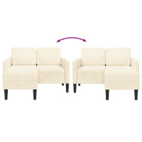 2-Sitzer-Sofa mit Chaiselongue L-Form 125cm Leinen | creme 7