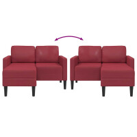 2-Sitzer-Sofa mit Chaiselongue L-Form 125cm Kunstleder | wei
