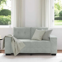 Zweisitzer-Sofa mit Ziersteppung 120cm Samt | hellgrau 3
