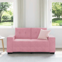 Zweisitzer-Sofa mit Ziersteppung 120cm Samt | rosa 3