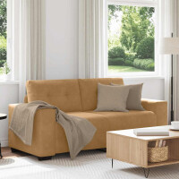 Zweisitzer-Sofa mit Ziersteppung 140cm Samt | braun