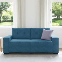 Zweisitzer-Sofa mit Ziersteppung 140cm Samt | blau 3