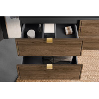 Bad-Set TALINA 120cm 2-teilig | Aufsatzbecken schwarz | oak-