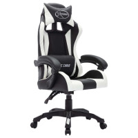 Gaming-Stuhl mit RGB LED-Leuchten Kunstleder | weiß-sc