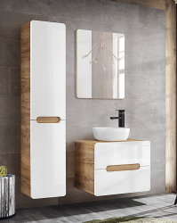 Badezimmer Waschplatz ARUBA 40cm | mit Einbau-Waschbecken | eiche-weiß