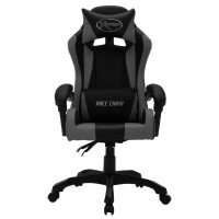 Gaming-Stuhl mit RGB LED-Leuchten Kunstleder | grau-schwarz 