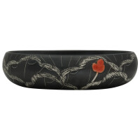 Aufsatz-Waschbecken Art-Line Oval 59x40cm | floral schwarz 3