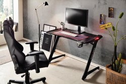 Gaming Desk Schreibtisch DXRacer Master LED 120cm | Carbon-Optik