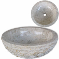 Aufsatz-Waschbecken 40x15cm rund Marmor | hellgrau