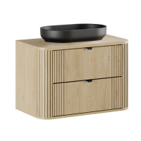 Waschplatz 80cm mit Aufsatzbecken schwarz | cream oak |...