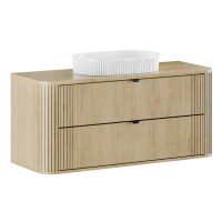 Waschplatz 120cm mit Aufsatzbecken Riffel | cream oak |...