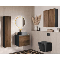 Badezimmer Hochschrank 140cm 1-trg | oak-schwarz | TALINA 4