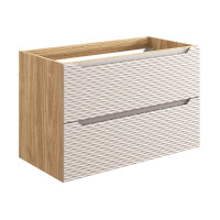 Badmöbel-Set 90cm | 3-tlg Aufsatzbecken | beige-oak | O