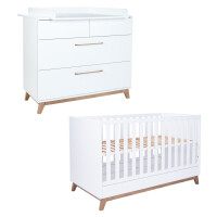 Babyzimmer-Set LINUS 2-teilig | Bett & Wickelkommode | w