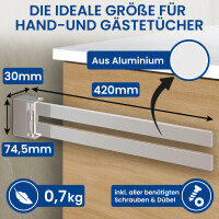 Handtuchhalter Bath-O-Line schwenkbar 420mm 2-armig | chrom 
