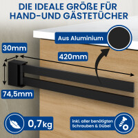 Handtuchhalter Bath-O-Line schwenkbar 420mm 2-armig | schwar