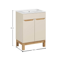 Stand-Waschtisch KALLI Kaschmir 60cm mit Keramik-Einbaubecke