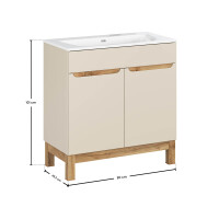 Stand-Waschtisch KALLI Kaschmir 80cm mit Keramik-Einbaubecke