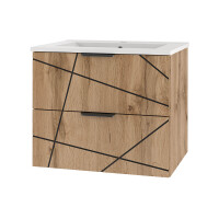 Badset 3-tlg. Waschtisch 60cm STRIATA | Wotan-Eiche mit Einb