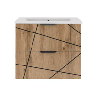 Badset 3-tlg. Waschtisch 60cm STRIATA | Wotan-Eiche mit Einb