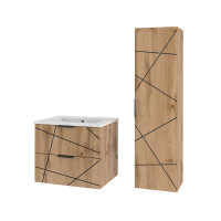 Badset 2-tlg. Waschtisch 60cm STRIATA | Wotan-Eiche mit...