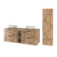 Badset 2-tlg. Doppelwaschtisch 140cm STRIATA | Wotan...