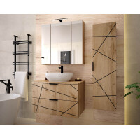 Badset 3-tlg. Waschtisch 80cm STRIATA | Wotan-Eiche mit...
