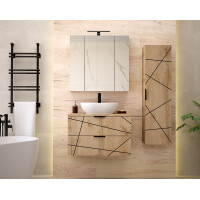 Badset 3-tlg. Waschtisch 80cm STRIATA | Wotan-Eiche mit...