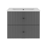 Waschtisch Set 60cm 3tlg. AshLine | Graphit mit Einbaubecken