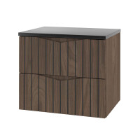 Waschtisch 60cm MOIRAE | Nussbaum-schwarz mit Aufsatzbecken 