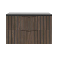 Waschtisch 80cm MOIRAE | Nussbaum-schwarz mit Aufsatzbecken 