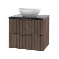 Badset 2-tlg. Waschtisch 60cm MOIRAE | Nussbaum-schwarz Aufs