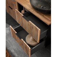 Waschtischunterschrank Tribune 60cm | Schwarz - Wotan-Eiche 