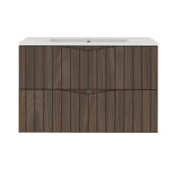 Badset 3-tlg. Waschtisch 80cm MOIRAE | Nussbaum mit Einbaube